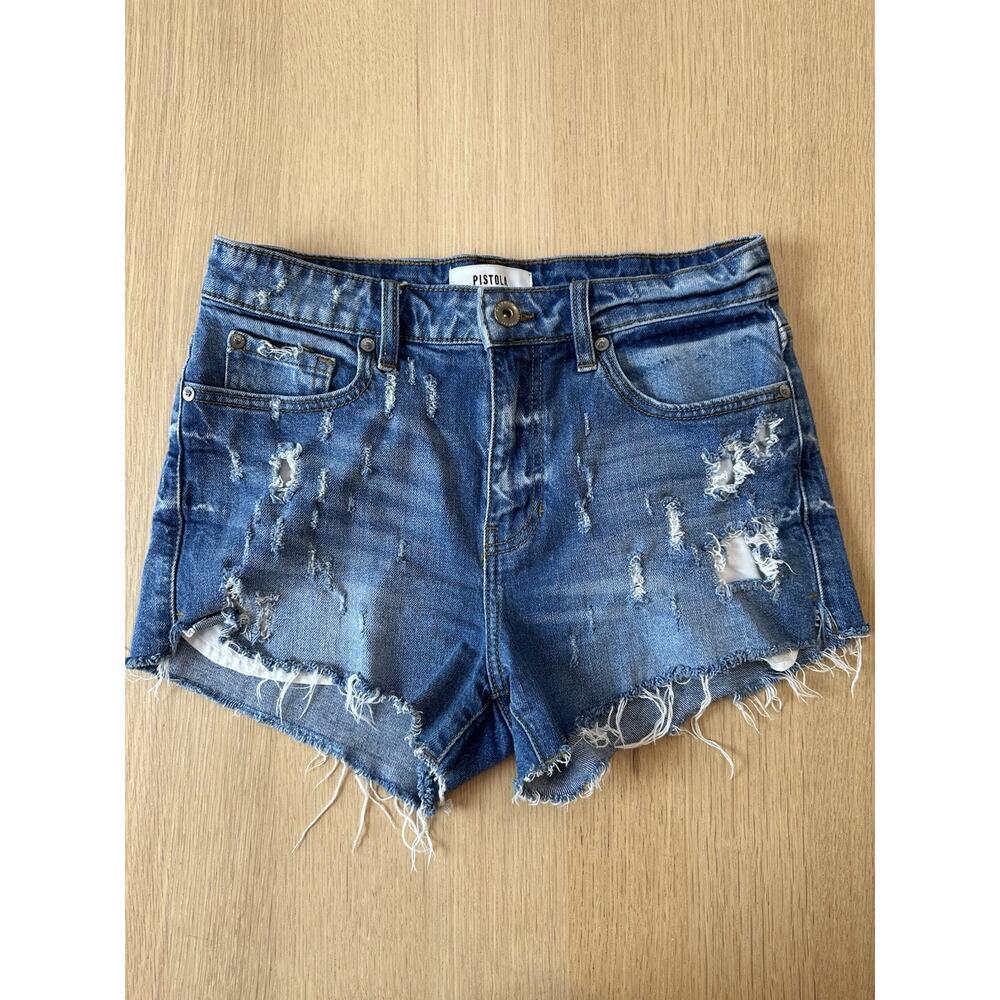 Pistola Winston High Rise Cut Off Distressed Denim Shorts Size 27 2571